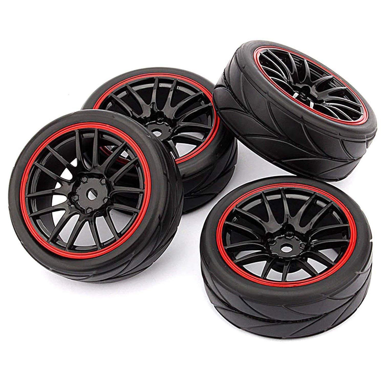 Amazon | nte 4個12Mmハブホイールリム＆ラバータイヤ、 RC 1/10オン
